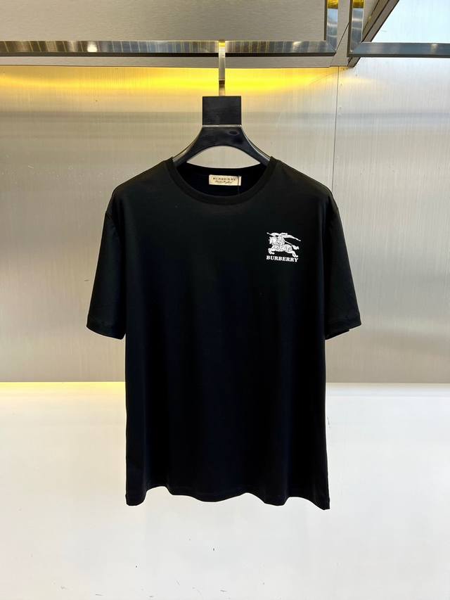 Burberry, 2025 Spring and Summer Men's New Round Neck Short Sleeve T-shirt. Impo