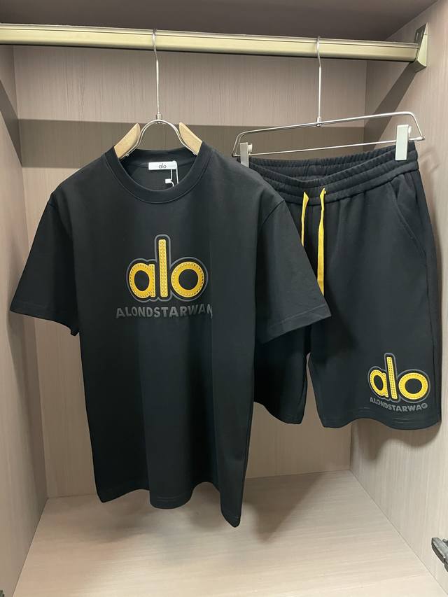 Alo round neck short-sleeved shorts suit half-sleeved suit top version trading c