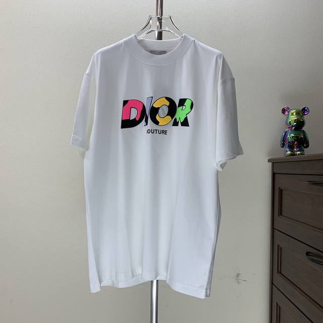 Cd Dijia 2025 spring and summer new round neck short sleeves Logo flocking print