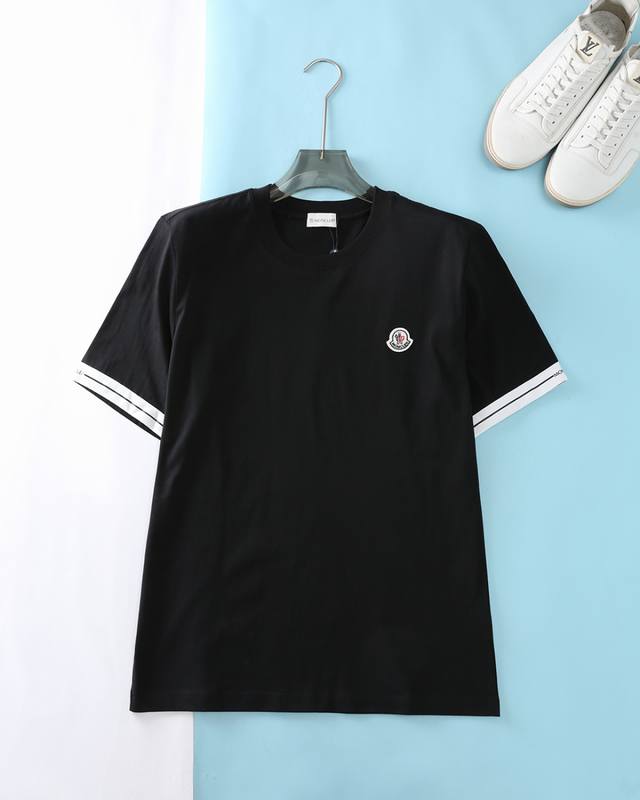 Mon* button 2025Ss new summer style, men's classic wool felt logo on the chest d