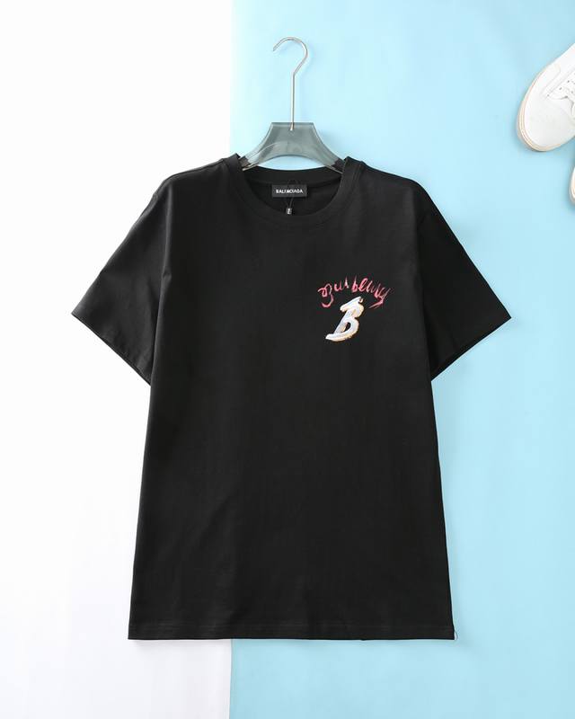 Bbr Ba*Li 25Ss new summer plain cotton solid color round neck short Tee, men's s