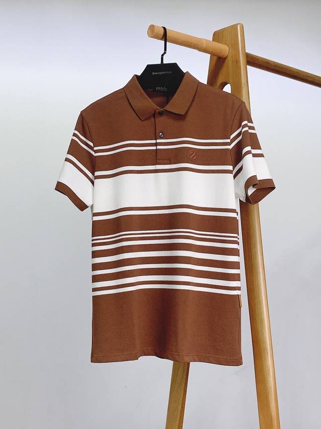 Ermenegildo Zegna 2025Ss Spring/Summer New Product Retro Striped Polo Shirt, rar