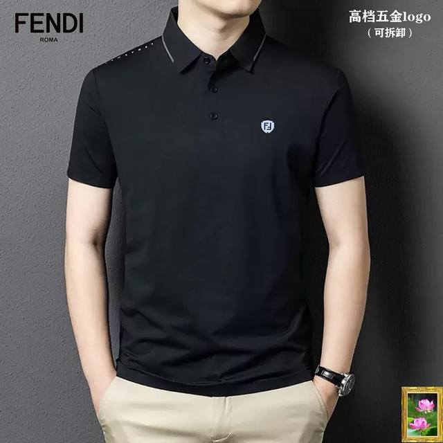 Fendi's 2025 summer new high-end custom fabric short-sleeved T-shirt is shipped