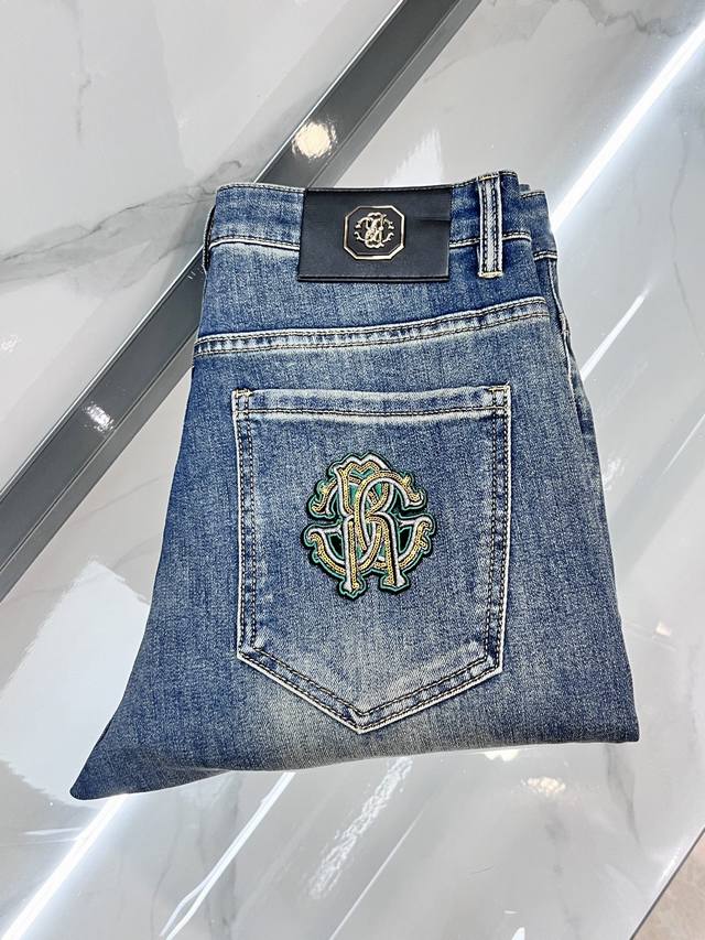 Kavalli 2025Ss early spring new thin heavy-duty casual jeans, imported high-qual