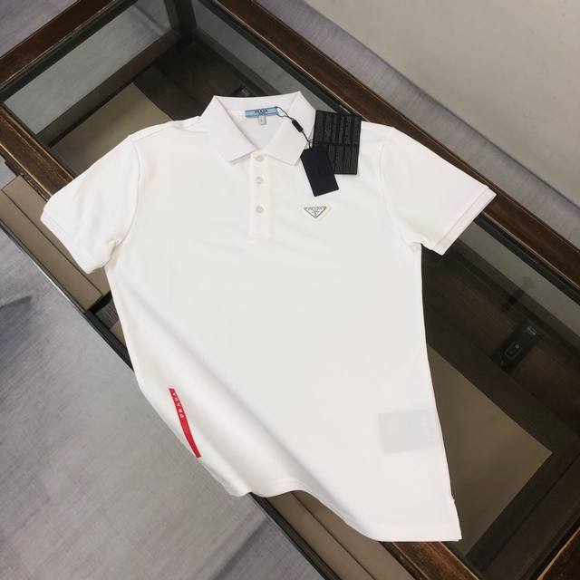 Pra*Da 2025 Spring/Summer latest men's short-sleeved lapel Polo shirt with trian