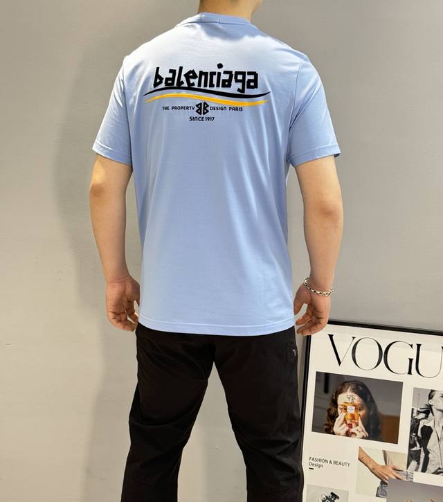 Balenciag*A Paris*25S new summer T-shirt. Double-sided heat transfer design. Con