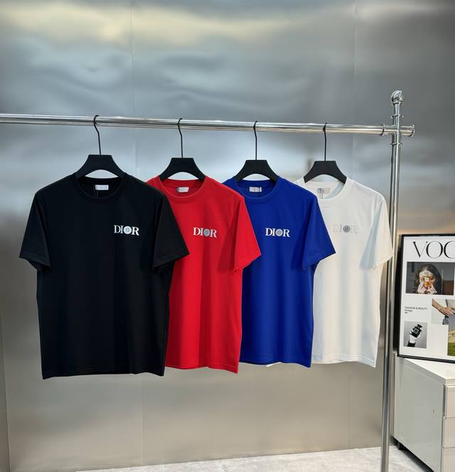 Dio*R Dior 25S Spring and Summer Round Neck T-shirt. Made of high-quality 190G m