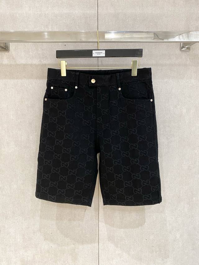 Gucci 2025 Spring/Summer new specific fabric logo casual pants Color: Black Size
