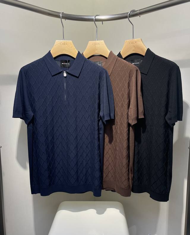 Ktn*2025New New Knitted short sleeves Style No. 66029 Color Black Coffee Blue Si