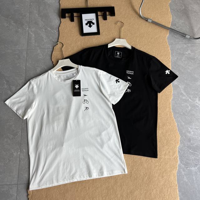 Descente men's comfortable and breathable sports casual letter short-sleeved T-s