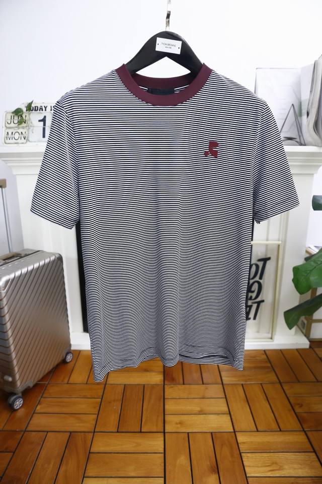 Rr. 2025 summer new men's striped short-sleeved fashionable classic pullover des