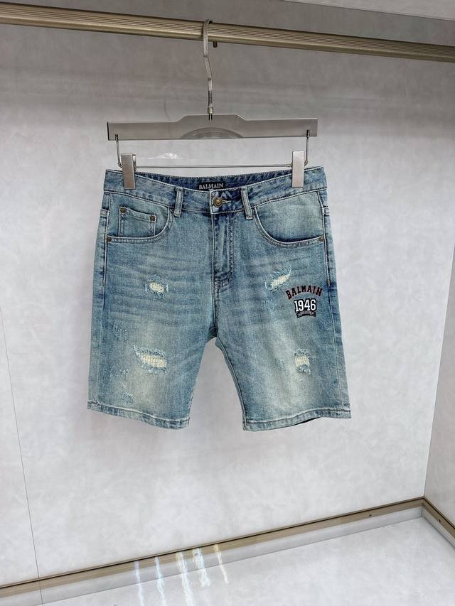 25S new men's fashion casual denim shorts, high-end European original, trendy an