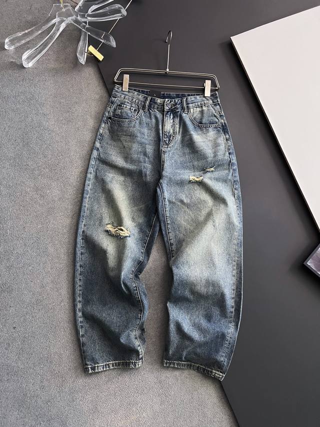 Quality Yuandan Fend* 25Ss New Blue Denim Cotton Jeans This model shows innovati