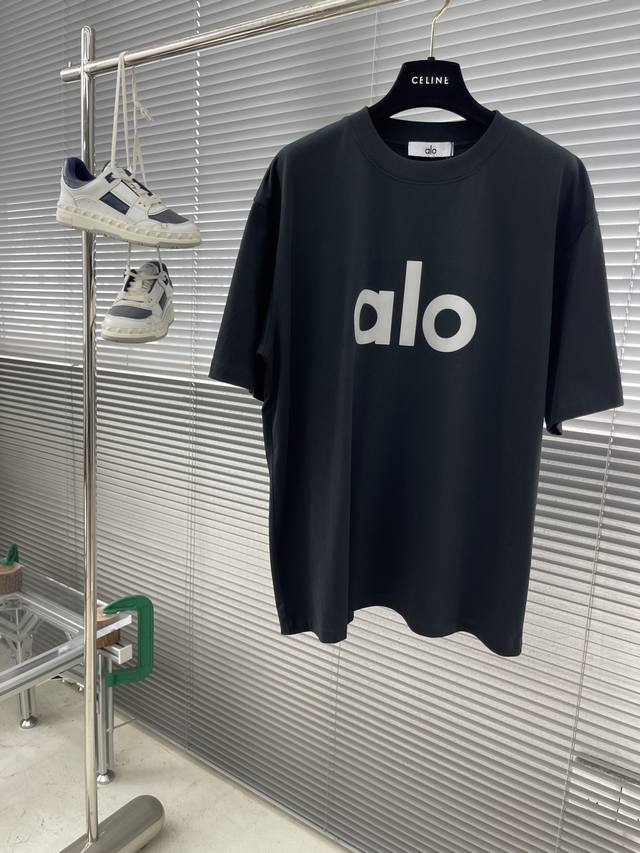 Alo printed logo short-sleeved T-shirt uses 280g Xinjiang cotton ice-feel Sorona