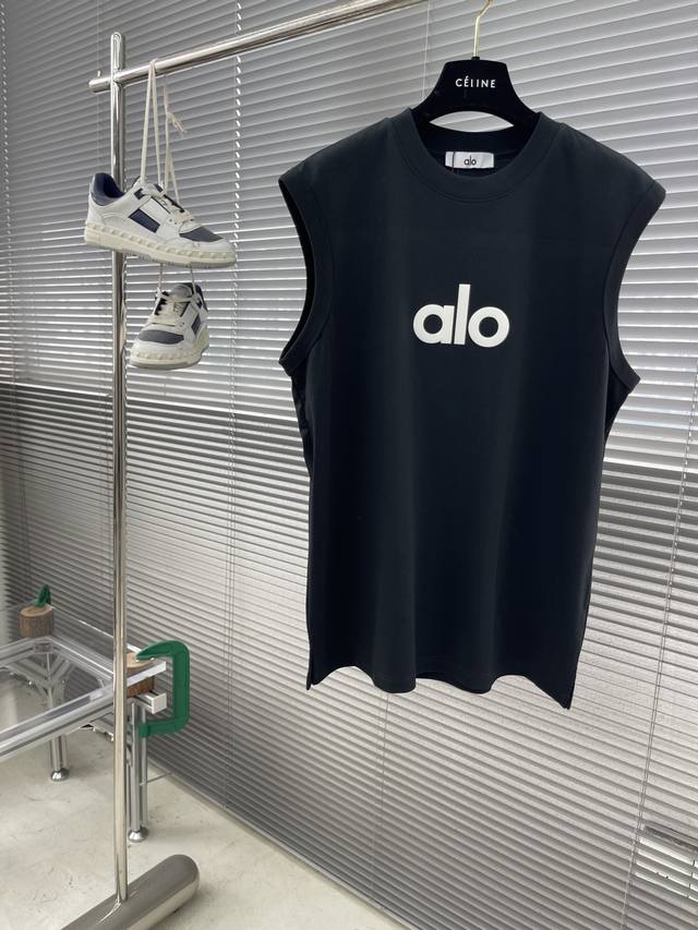 Alo jelly logo vest T-shirt uses 280g Xinjiang cotton ice-feeling Sorona fabric.