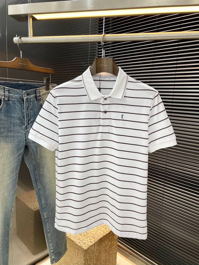 Saint Laurent's latest Polo short sleeves for spring and summer 2025, made of th