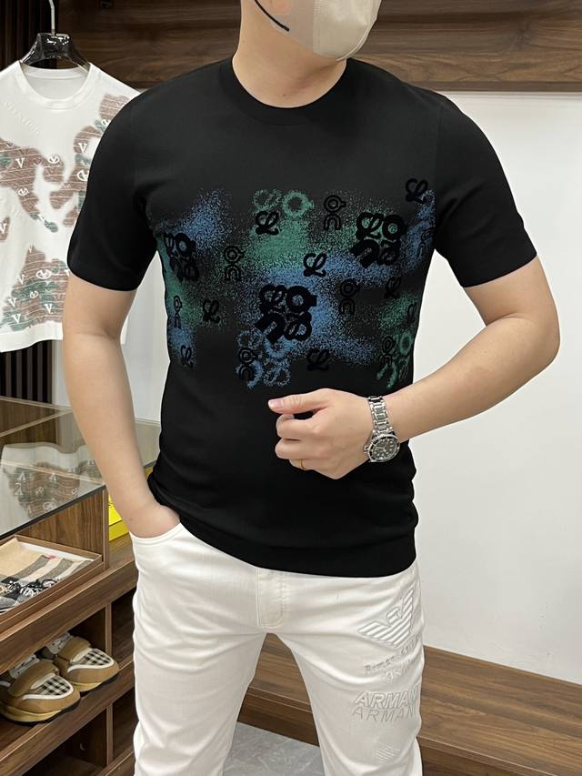 Loewe-2540Ss Summer new counter fashion hit round neck T-shirt, casual and fashi