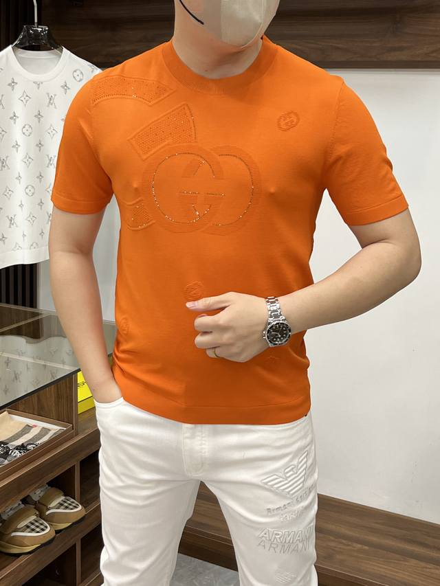 Gucci-2540Ss Summer new counter fashion hit round neck T-shirt, casual and fashi