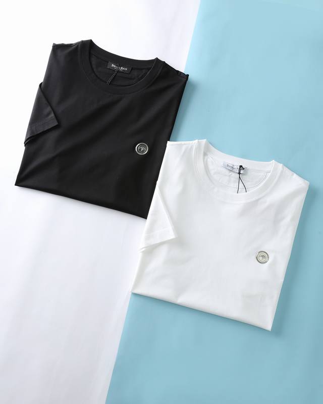 Stefano Ricci 25Ss new summer high-count mercerized cotton basic round neck shor
