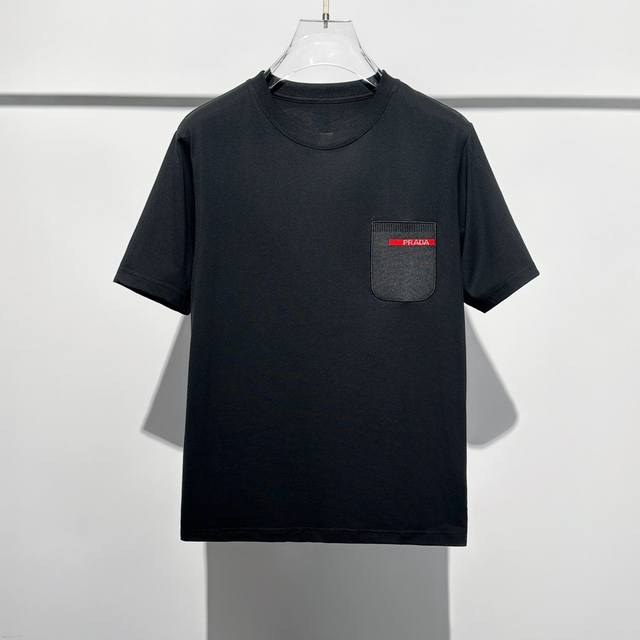 Size: S. M. L. Pra25Ss Spring and Summer new plain knitted cotton basic round ne