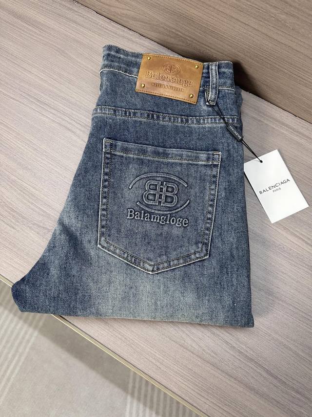 Blan Balenciaga 25Ss new spring and summer jeans with brand letter design on the