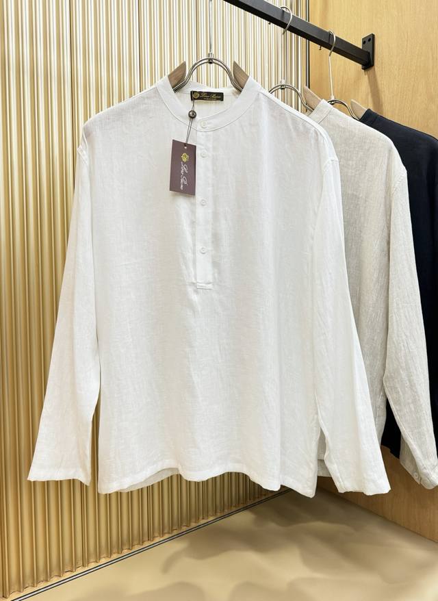 Loro Piana 2025 Spring/Summer counter linen shirt, 100% linen fabric, linen shir