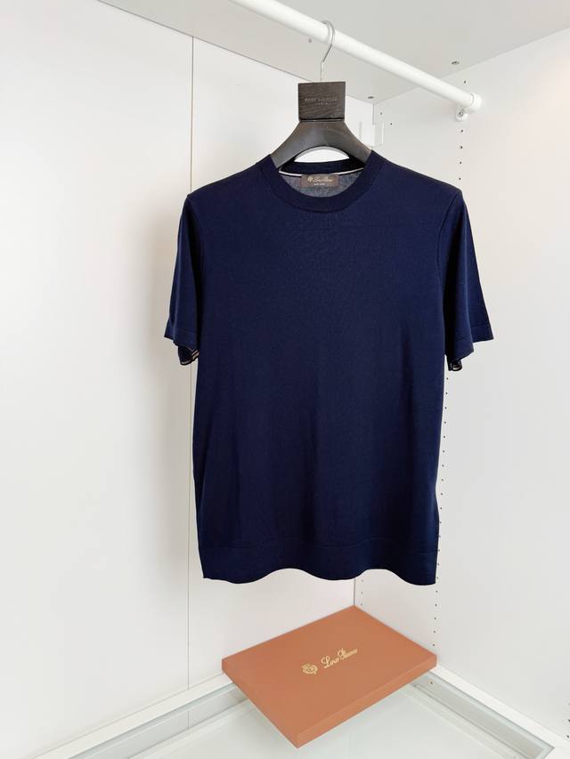 Lo*Ro Pi*Na Nuo U Pian Ya men's Tencel knitted round neck top with exquisite tur