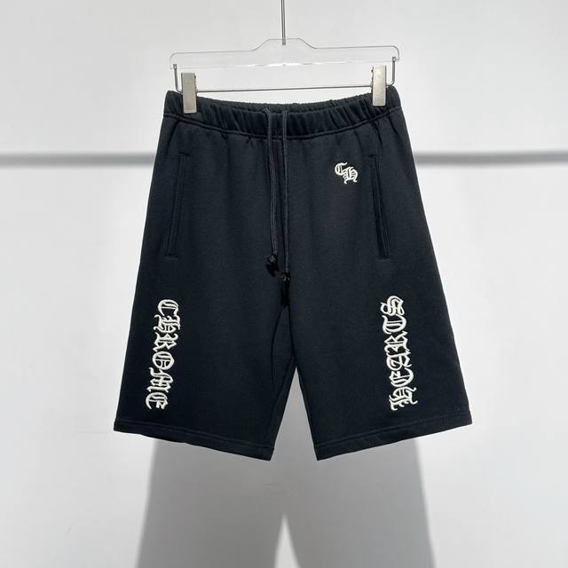 Ch25Ss new spring and summer black brushed cotton drawstring shorts, classic San