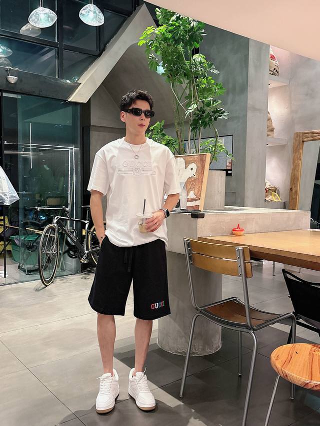 Gucc*I 25Ss new summer casual shorts, high-end custom-made large wool loop pure
