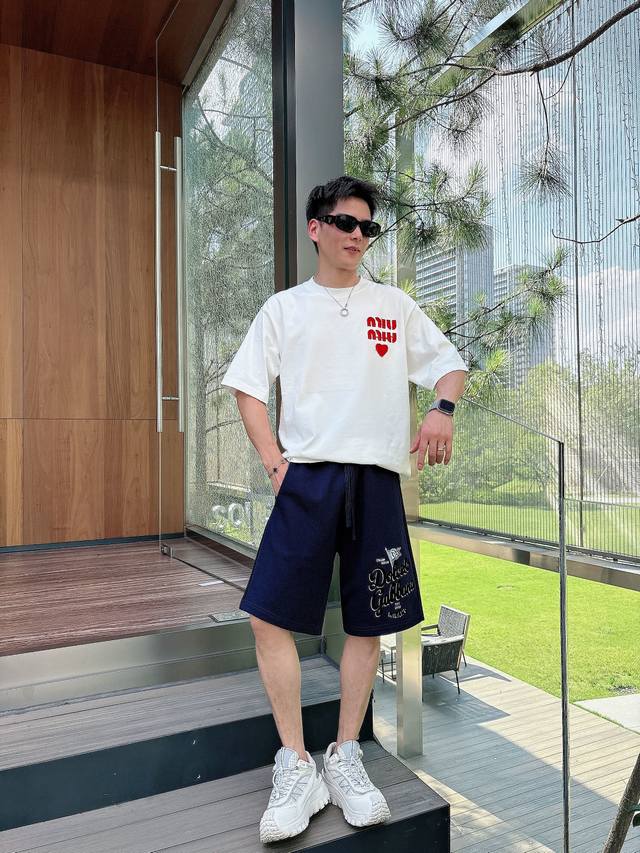 Dg 25Ss new summer casual shorts, high-end custom-made large wool loop pure cott
