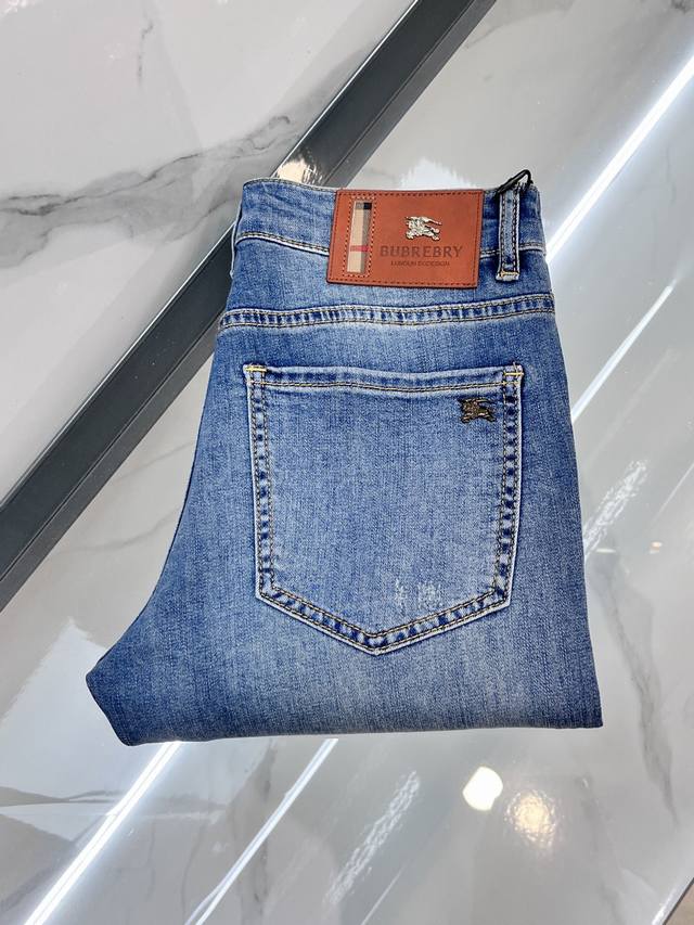Burberry 2025Ss early spring new thin heavy-duty casual jeans, imported high-qua