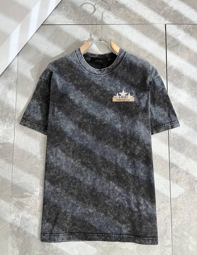 Amiri 2025 spring and summer new men's and women's distressed short-sleeved T-sh