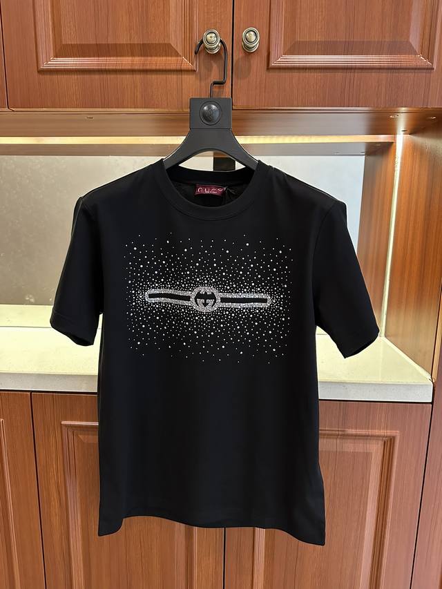 Gg 2025 new round neck short-sleeved T-shirt. Made of Xinjiang long-staple cotto