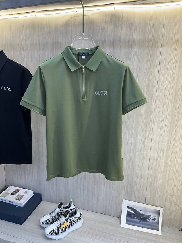 Gucci men's 2025 spring and summer new short-sleeved Polot shirt, men's elegant