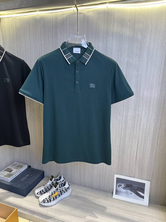 Burberry's latest 2025 spring and summer lapel fashion short-sleeved T-shirt, hi
