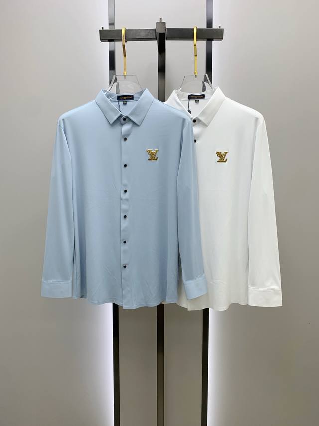 Lv Louis Vuitton 2025Ss new long-sleeved shirt, exquisite embroidered logo, high
