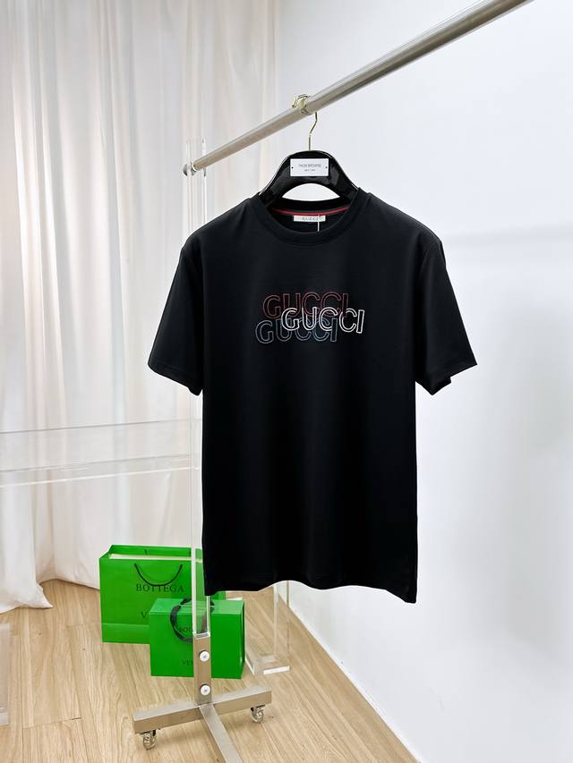 Gucci 2025 new original men's casual bottom short-sleeved T-shirt! High-end cust