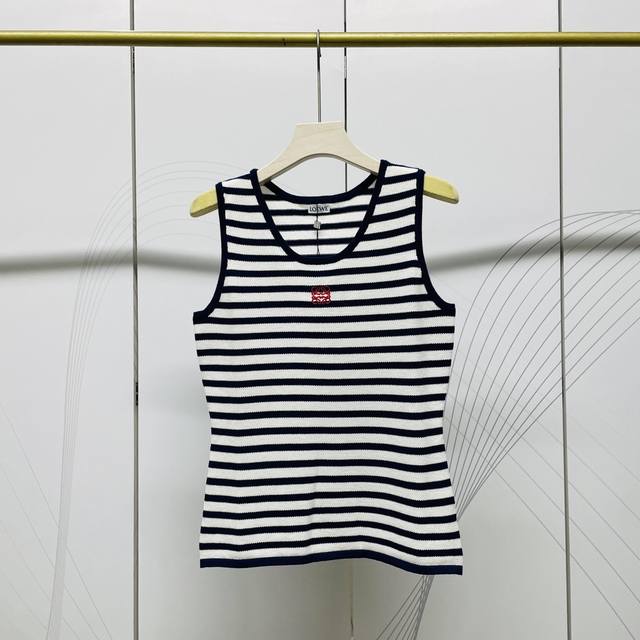 Loewe new contrast striped embroidered logo sleeveless vest Sml spot delivery