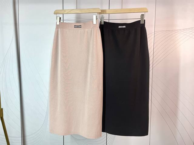Miumiu new letter logo embroidered knitted long skirt 2 colors 3 sizes Sml ready