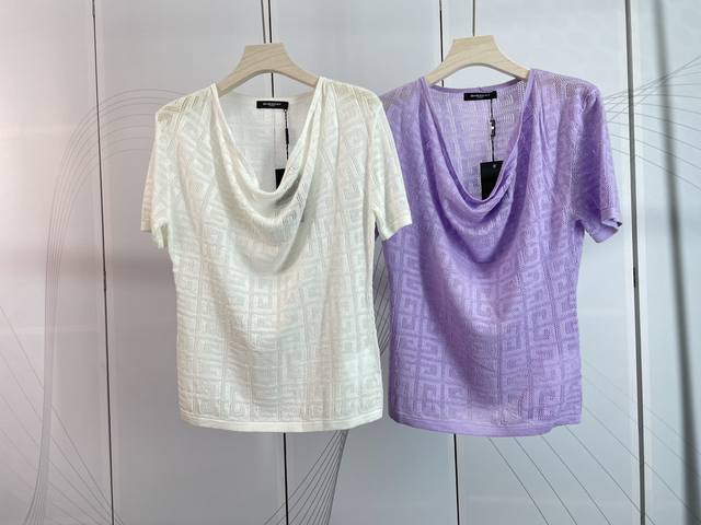 Givenchy Givenchy new all over letter hollow jacquard ladies draped V-neck jacqu