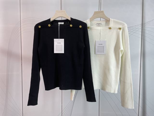 Chanel& Chanel new square collar long sleeve knitted bottoming shirt Sml spot su