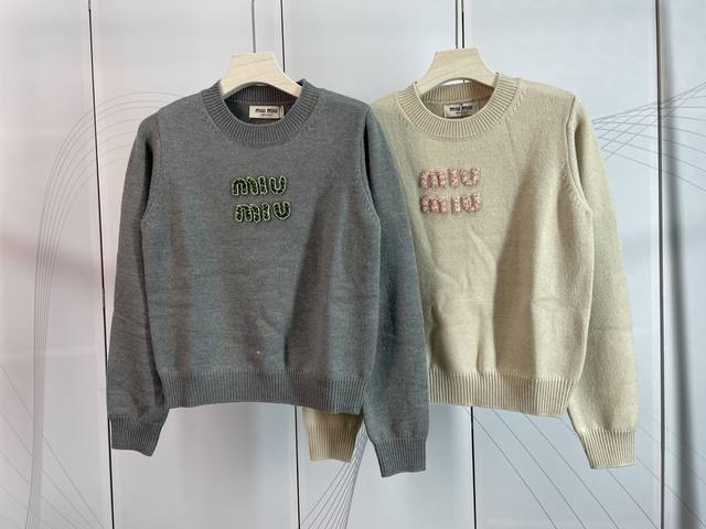 Miu Miu new diamond round neck knitted sweater 2 colors 3 sizes Sml ready to sup