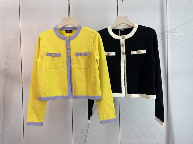 Chanel & Chanel new patchwork contrast color short knitted cardigan 2 colors 3 s