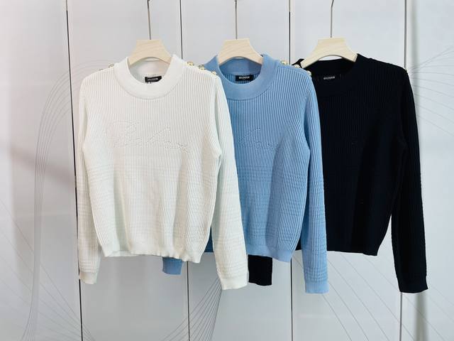 Balmain new product letter logo button hollow knitted top 3 colors 3 sizes Sml r