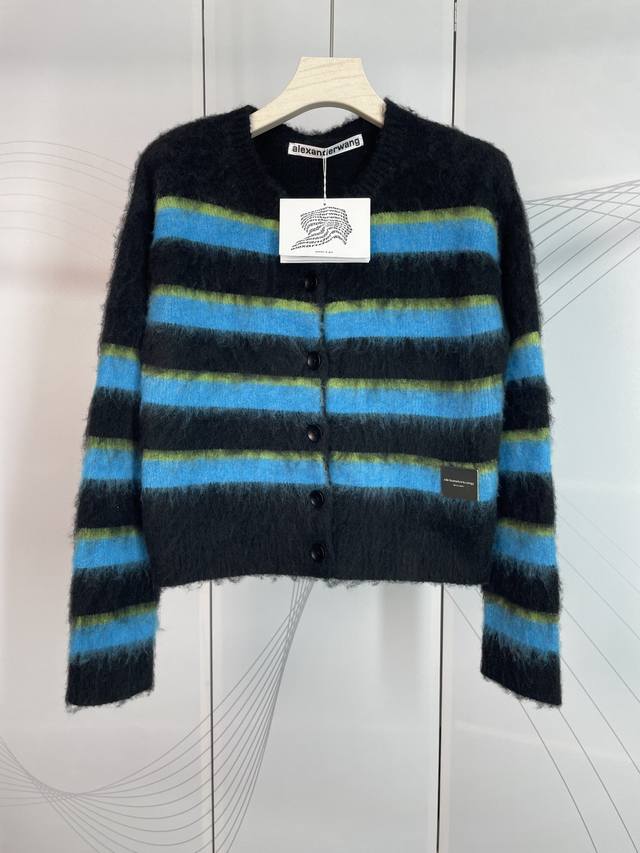 Alexanderwang new women's oversized round neck striped cardigan high proportion