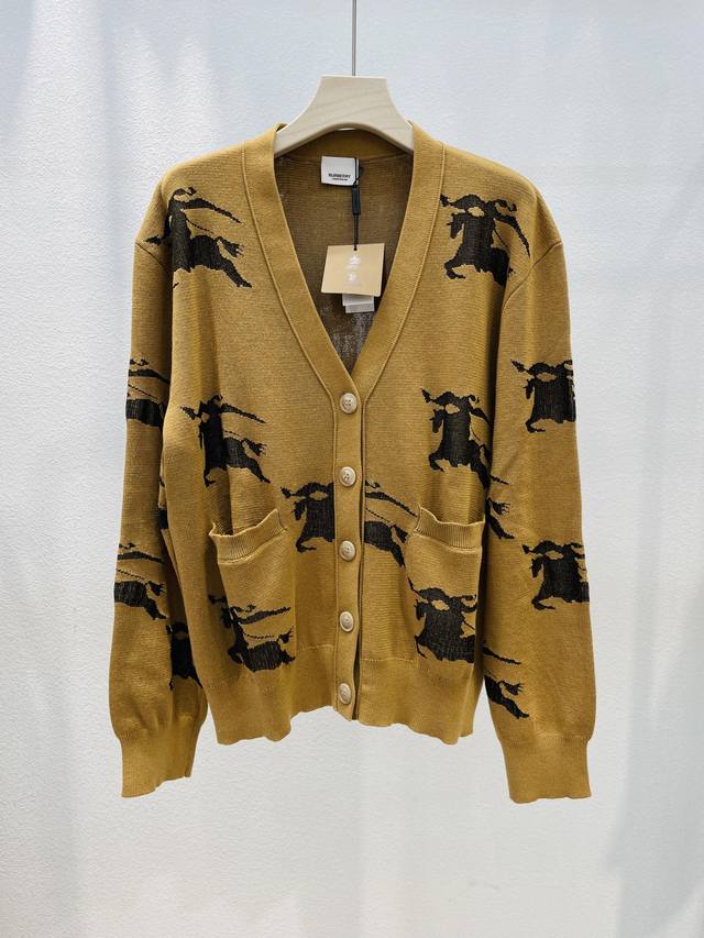 Burberry autumn and winter new style warhorse knight logo V-neck sweater unisex