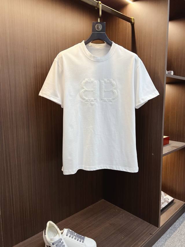 Balenciaga 25Ss new classic embroidered short sleeves, celebrity style, made of