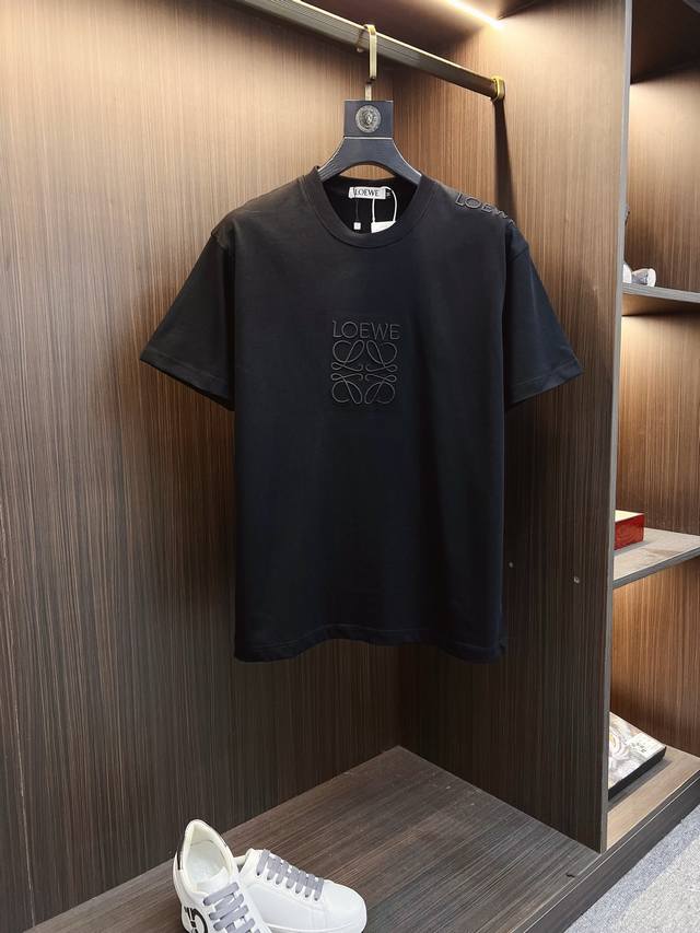 Loewe 25Ss new classic embroidered short sleeves, celebrity style, made of doubl