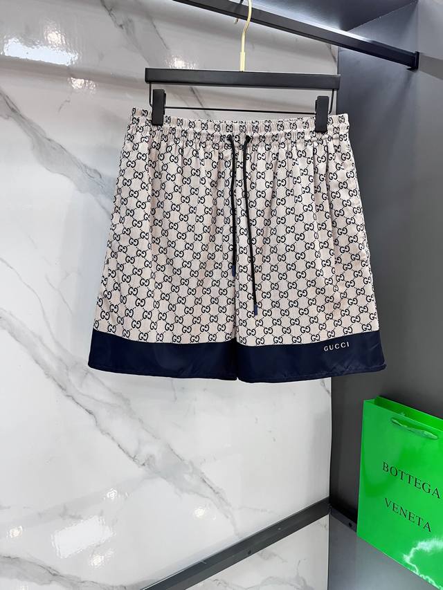 Gucci full-printed letter beach pants Process description: Made of customized po