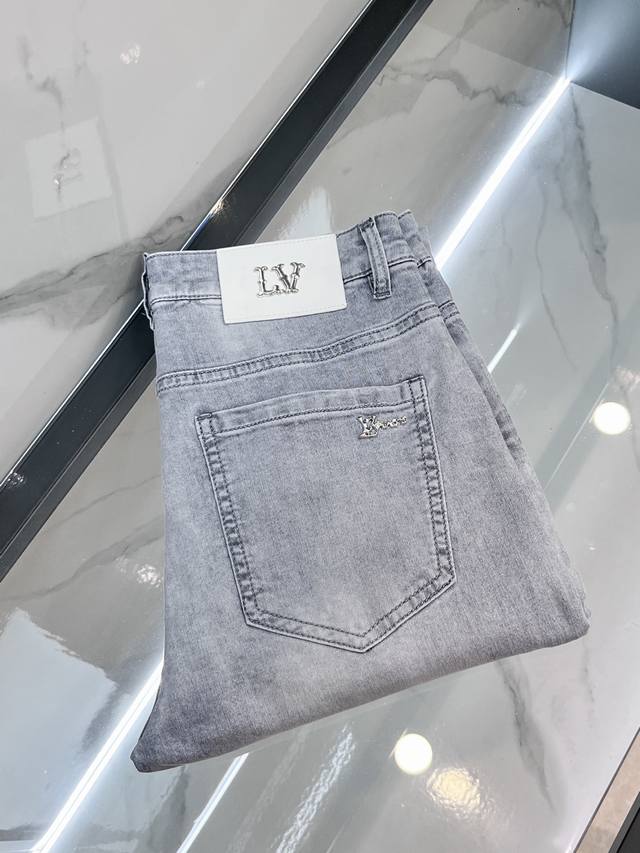 Lv 2025Ss early spring new thin heavy-duty casual jeans, imported high-quality w